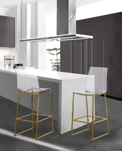 Miniatura 2 de Meridian Furniture Lumen Collection - Taburete de acrílico moderno y contemporáneo con base de acero inoxidable, 16.5 pulgadas de ancho x 20