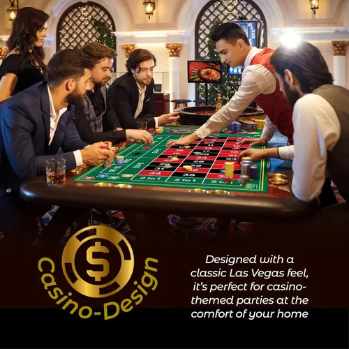 Miniatura 6 de Gamie Tapete de mesa de ruleta de fieltro de doble cara y dados, 36 x 72 pulgadas, juegos de casino para fiestas nocturnas de póquer, regalo