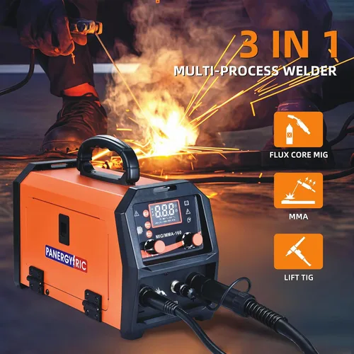 Miniatura 2 de Soldador MIG de 160A, 110V/220V Voltaje Dual 3 en 1 Soldador de Núcleo Fundente Soldador MIG sin Gas/TIG con Elevación/Electrodo Pantalla Digital