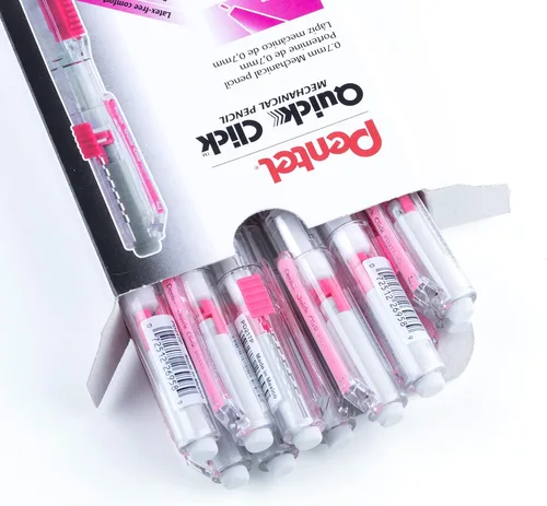 Miniatura 5 de Lápiz mecánico Pentel QUICK CLICK (0.7mm), cañón rosa, caja de 12 lápices (PD217P)