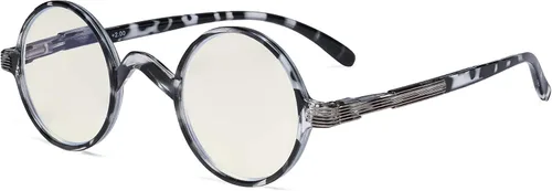 Eyekepper Lentes de filtro de luz azul, lentes de computadora, lectores de bloqueo redondo pequeño con bisagras de resorte, Lente Lente
