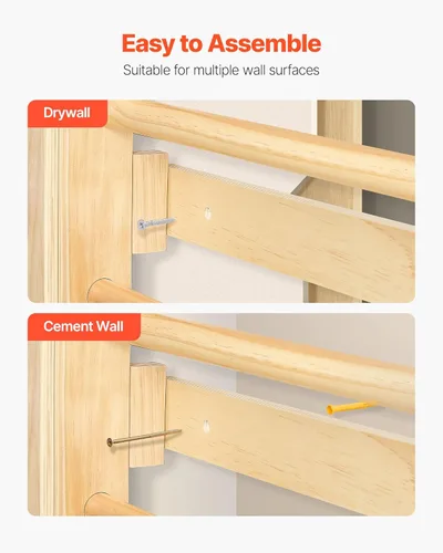 Miniatura 6 de VEVOR Escalera Sueca de Pared para Gimnasio, 9-en-1 Barras de Gimnasia de Madera Sólida de 12 Niveles para Niños y Adultos, Gimnasio de Selva