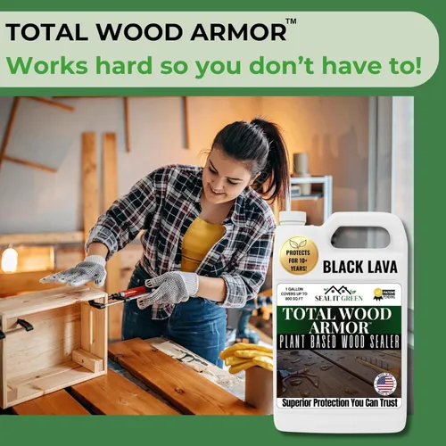 Miniatura 6 de Seal It Green Extreme Total Wood Sellador Black Lava Tinte y sellador de madera duradero en uno Protección profunda para cubiertas, vallas