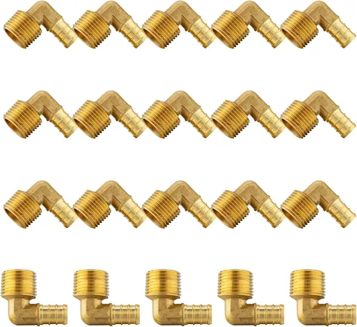 Miniatura 19 de Paquete de 5 accesorios PEX, adaptador de codo NPT roscado macho Pex de 1/2 pulgadas x 3/4 pulgadas, accesorios de engarce de latón, para tubería