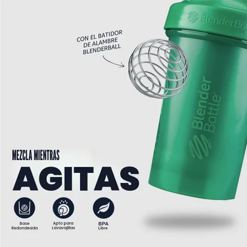 Miniatura 3 de BlenderBottle Classic V2 Botella mezcladora perfecta para batidos de proteínas y preentrenamiento, 28 onzas, color verde esmeralda