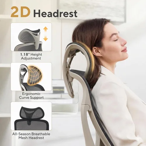 Miniatura 7 de Nouhaus Apertura - Silla ergonómica de oficina, sillas de escritorio de oficina en casa con soporte lumbar ajustable y reposacabezas, soporte Gris