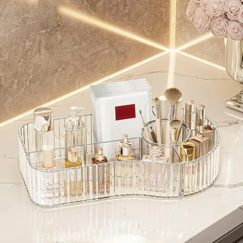 Miniatura 6 de Organizador de maquillaje transparente para tocador, almacenamiento acrílico para el cuidado de la piel y organización de maquillaje