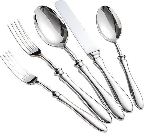 Miniatura 6 de Juego de cubiertos dorados de 20 piezas para acero inoxidable 4, 18/10, mango dorado de Michelangelo, pulido para lavavajillas, juego de utensilios