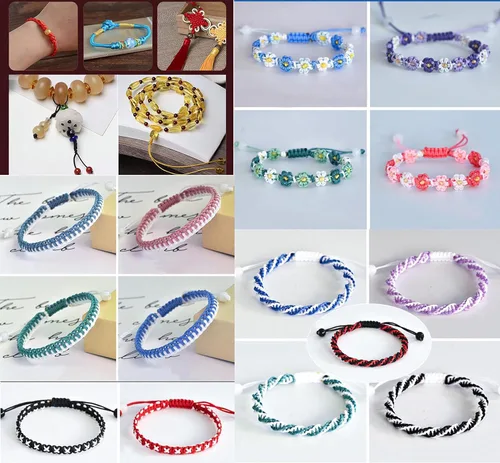 Miniatura 7 de KONMAY 1 rollo de cuerda de nailon para hacer pulseras de 150 yardas, trenzado de nailon Shamballa Macramé/cordón de cuentas de 0.4mm, cordón