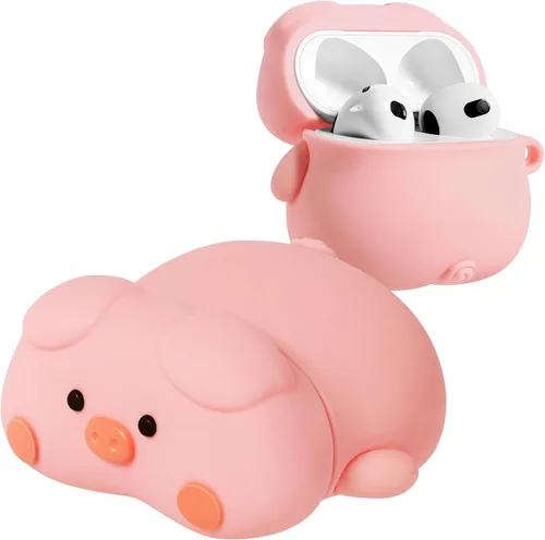 Miniatura 12 de Funda para AirPods 4 con llavero – Elegante a la moda para mujeres y niñas, de silicona 3D, diseño de perro kawaii femenino femenino único divertido