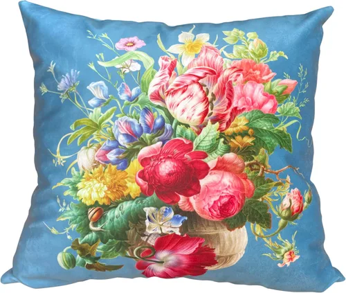 Miniatura 27 de Funda de cojín floral ligera de lujo, 18 x 18 pulgadas, pintura al óleo retro victoriana de doble cara, fondo negro, flor vibrante, funda de cojín