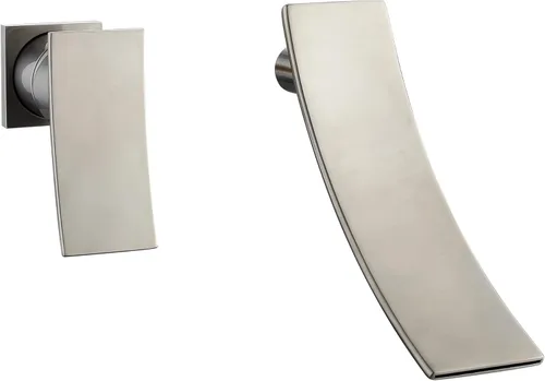 sumerain Grifo de baño de cascada de níquel cepillado Grifo de lavabo de montaje en pared, diseño zurdo