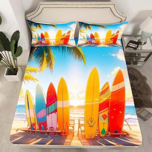Miniatura 13 de Erosebridal Juego de sábanas bajeras de pulpo oceánico, tamaño individual, juego de ropa de cama temática de playa costera, decoración náutica