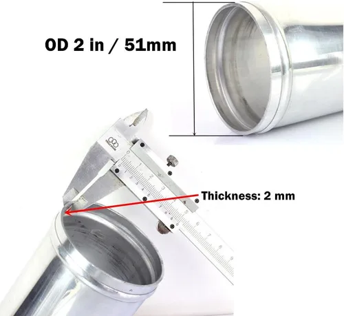 Miniatura 3 de Conector de unión para tubo de entrada de aire de aluminio OD 2 pulgadas (51mm), acoplador de conector, longitud 4.72 pulgadas (120mm)