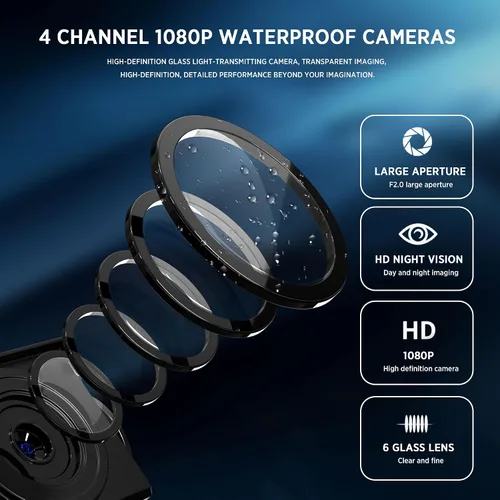 Miniatura 4 de Cámara de respaldo 4K de 4 canales 360 Dash Cam con pantalla táctil dividida cuádruple de 10.36 pulgadas y 4 AHD frontal trasera cámara de visión