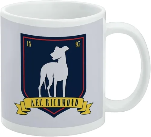 Ted Lasso A.F.C. Richmond - Taza de café de cerámica, tazas de regalo novedosas para café, té y bebidas calientes, 11 onzas, color blanco