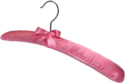 Miniatura 3 de 6 perchas acolchadas de satén liso rosa de 15 pulgadas de largo para vestido, lencería nupcial