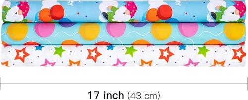 Miniatura 5 de RUSPEPA Rollos de papel de regalo de estraza, mini rollo, para cumpleaños, fiestas, vacaciones, 17 pulgadas x 10 pies por rollo, total de 3 rollos