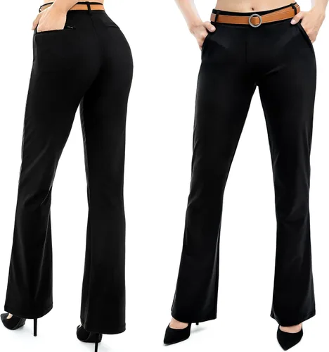 Pantalones de yoga para mujer con 4 bolsillos 29313335 pulgadas pantalones de trabajo negros casuales pantalones elásticos con corte de bota para