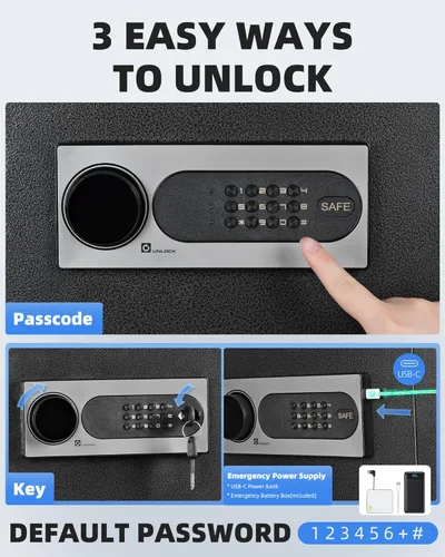 Miniatura 3 de Caja de seguridad DAYI, cajas de seguridad para el hogar de 3.0 pies cúbicos con bolsa impermeable ignífuga, caja de seguridad para dinero