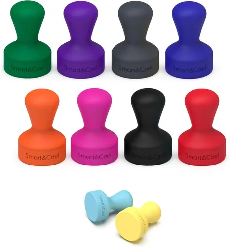 SMART&COOL Imanes de silicona antiarañazos para refrigerador, imanes de chincheta para refrigerador, pizarra blanca, oficina, aula, escuela (paquete