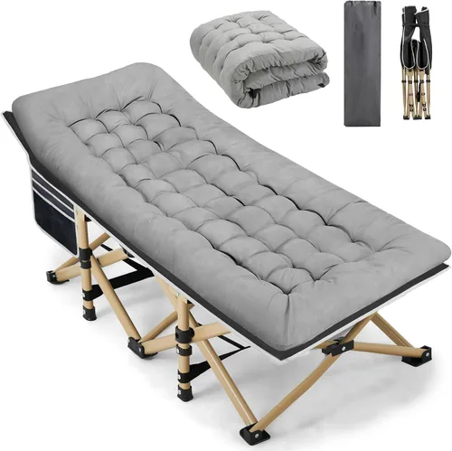 Miniatura 12 de Fragess - Cunas plegables de camping para adultos, cuna de 28" extra amplia con colchón removible, carga máxima de 600LBS, cunas para dormir