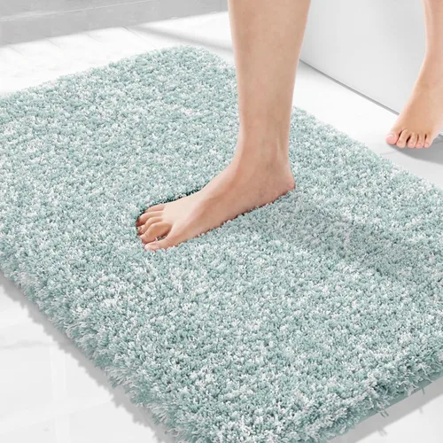 Miniatura 110 de Yimobra Alfombra de baño de felpa esponjosa, súper lanuda suave, cómoda, antideslizante, absorbente de agua, alfombra de baño de microfibra que se