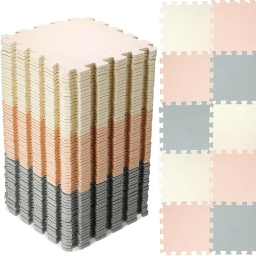 Miniatura 10 de Nuanchu 60 PCS Tapete de Rompecabezas de Espuma para Niños a Granel - Tapete de Juego de Espuma de Color Sólido con Bordes Entrelazados Alfombra