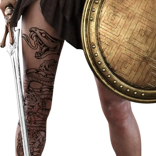Miniatura 3 de 2 tatuajes temporales de brazo completo serpiente pitón rosas pegadas en transferencia de arte corporal para mujeres y hombres cosplay Halloween