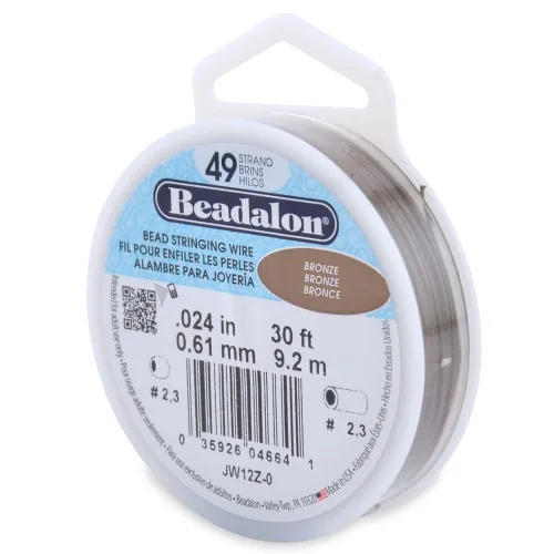 Miniatura 31 de Beadalon Alambre de cuerda de cuentas de acero inoxidable de 49 hebras, 0.024 pulgadas / 0.024 in, oro satinado, 30 pies / 30.2 ft Dorado satinado
