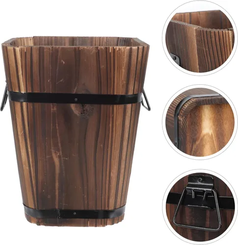 Miniatura 7 de Happyyami Maceta de madera, maceta rústica para decoración interior y exterior, 9.4x6.7 in