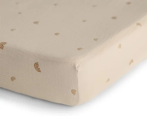 Miniatura 2 de mushie Sábana bajera ajustable de muselina extra suave para cuna MINI 24" x 38" (Arcoíris)