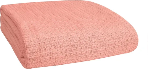 Miniatura 17 de Belizzi Home - Manta para cama 100% algodón, transpirable, tamaño individual, cobija térmica de algodón, perfecta para cubrir cualquier cama en Rosa