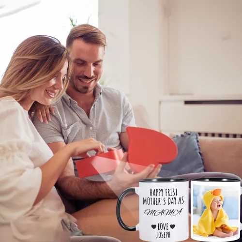 Miniatura 7 de Taza de café personalizada con imagen, texto y nombre, tazas personalizadas por ambos lados de 11 onzas, taza de café personalizada regalos