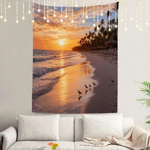 Miniatura 56 de Shrahala Tapiz de pared con paisaje de lago de otoño, bosque amarillo, para colgar en la pared, tapiz grande, decoración de fibra de poliéster