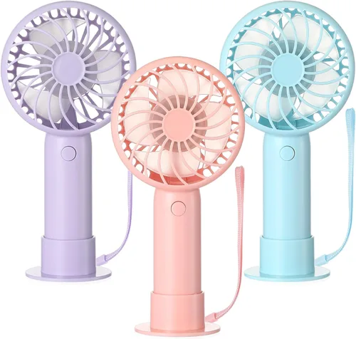 Miniatura 9 de Tujoe Mini ventilador de mano potente de 3 velocidades, ventilador personal pequeño portátil recargable con base USB para mujeres, maquillaje