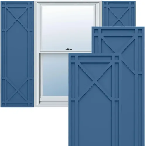 Persianas de montaje fijo True Fit de PVC de 12 pulgadas de ancho x 25 pulgadas de alto, color azul (Por par, accesorios no incluidos)