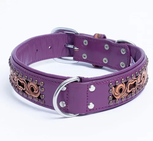 Miniatura 6 de Angel Pet Supplies - Collar de cuero genuino para perro San Antonio, perfecto para perros medianos, grandes y XL, hebilla de acero inoxidable, cuero
