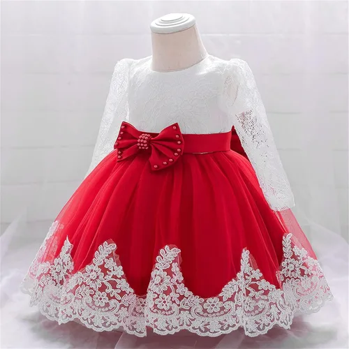 Miniatura 4 de Vestido de otoño de lino de algodón de manga larga con tutú de flores, vestido de princesa, vestido de tul para Navidad