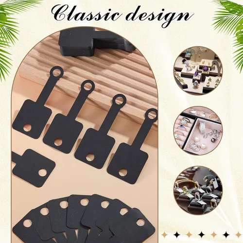 Miniatura 5 de Ctosree 1000 unidades de pulseras autoadhesivas para exhibir tarjetas, collares, tarjetas de venta para llavero, aretes, collar, banda para el Negro