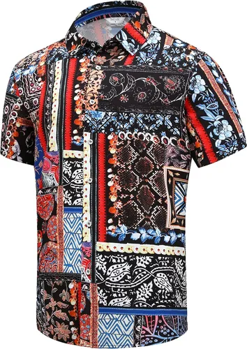 Miniatura 33 de SheLucki - Camisa hawaiana para hombre, unisex, de manga corta, con botones, para la playa y el verano, ropa casual estampada con sombra de palmas