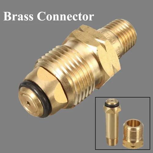Miniatura 2 de 2 paquetes de adaptadores universales de tanque de cilindro de gas de propano LP LPG de montaje de conector de latón de flujo completo 1/4 '' 0.236