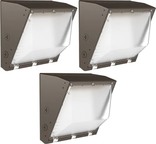 Sunco - Paquete de 3 unidades de 60 W LED de pared para exteriores, industrial, regulable, impermeable, grado comercial, almacén de seguridad súper