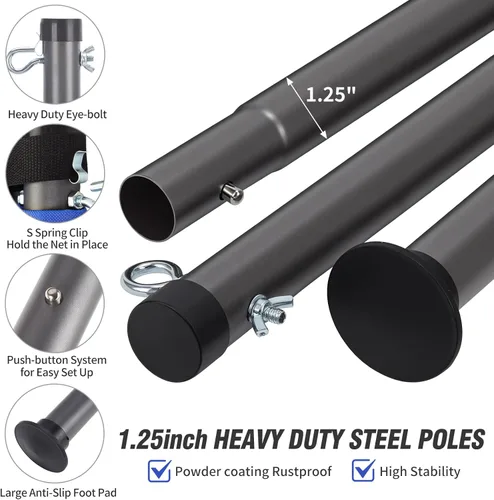 Miniatura 3 de Sistema de red de bádminton portátil para exteriores, para patio trasero, césped, playa, con red duradera, 4 raquetas de aluminio de carbono, 3