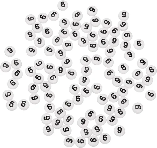 Miniatura 10 de HARFINGTON 100 cuentas acrílicas de números de 0.157 x 0.276 pulgadas, cuentas redondas blancas, cuentas espaciadoras de plástico para hacer joyas