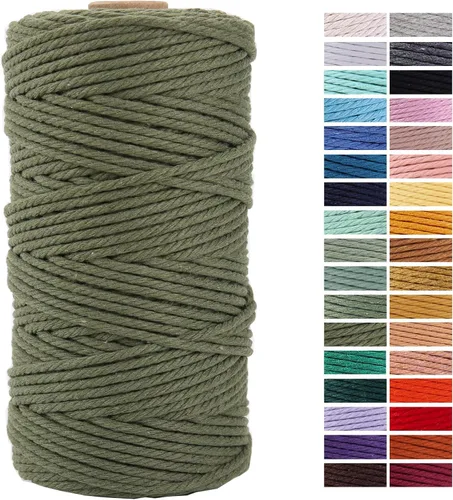 Miniatura 28 de Cuerda de Macramé Gris Claro 3mm x 109 Yardas, Cuerda de Algodón de Colores Cuerda para Manualidades Cuerda de Algodón Colorida para Colgar