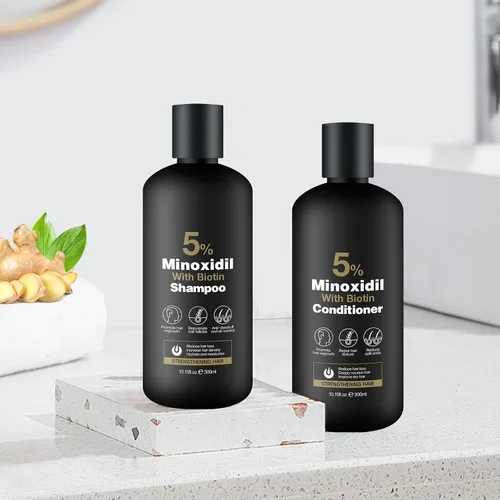 Miniatura 2 de Set de Champú y Acondicionador de Minoxidil para el Crecimiento del Cabello – Biotina, Ginseng y Jengibre – Apoya Cabello Más Grueso y Abundante