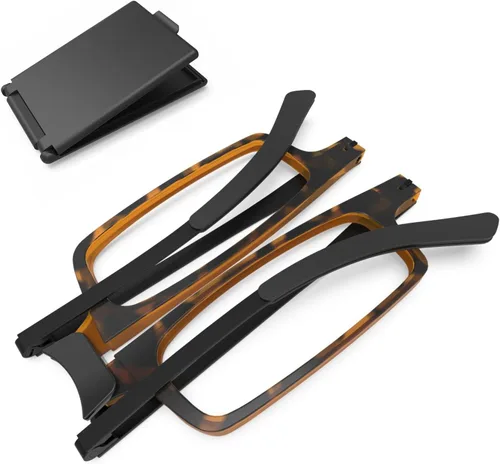 Case Upgrad: lentes de lectura plegables ultraligeros y delgados, para hombres y mujeres, estuche compacto y portátil rectangular (tortuga, 1.5)