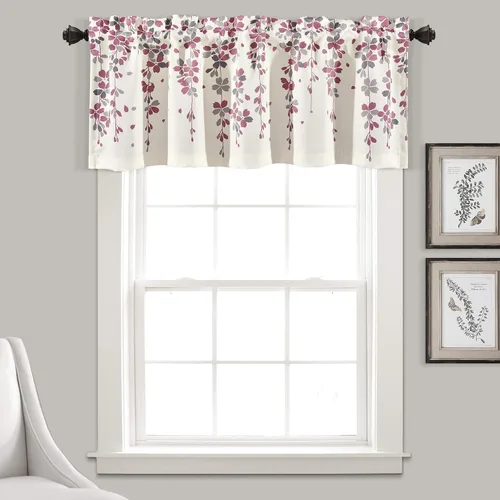 Miniatura 32 de Lush Decor Cenefa para ventana con filtro de luz, colección Weeping Flower, juego de cortinas, un par, 52" de ancho x 95" de largo + 2" de cabecera