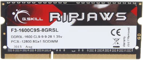 Miniatura 2 de G.Skill Ripjaws Series 8GB 204-Pin DDR3 SO-DIMM DDR3 1600 (PC3 12800) Memoria para portátil (F3-1600C9S-8GRSL)